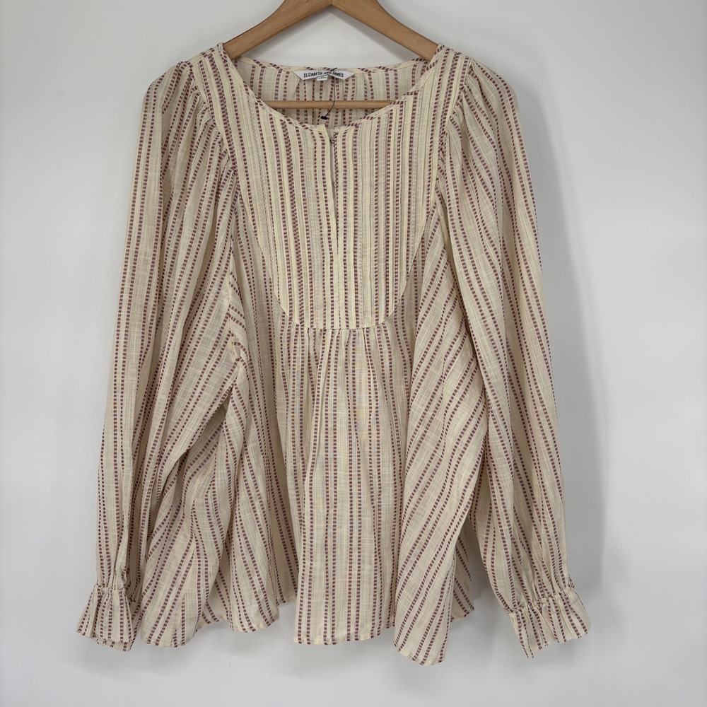 Boho Cream Striped Peasant Blouse - Unbranded